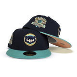 Navy Blue Chicago Cubs Mint Visor Peach Bottom 1990 All Star Game Side Patch New Era 59Fifty Fitted