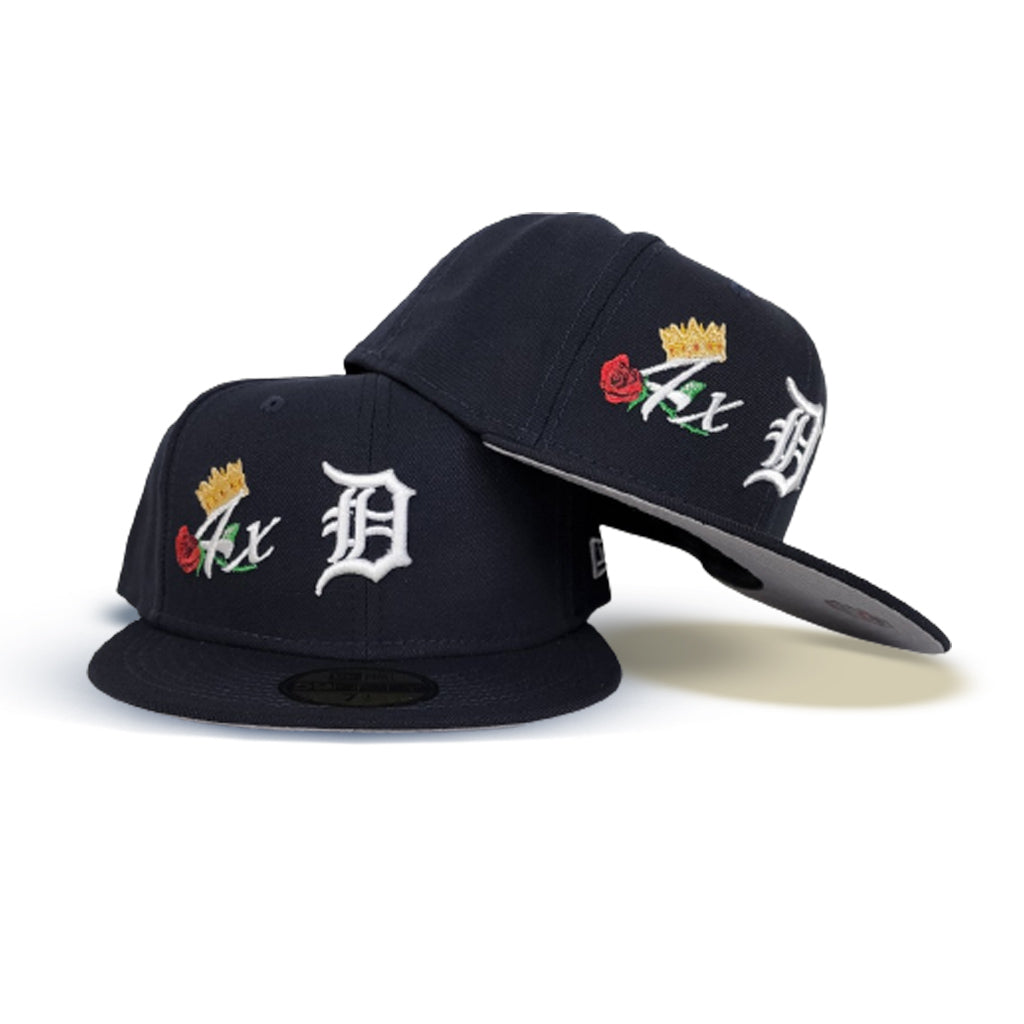 Navy Blue Detroit Tigers 4X World Series Champions Crown New Era 59Fifty Fitted