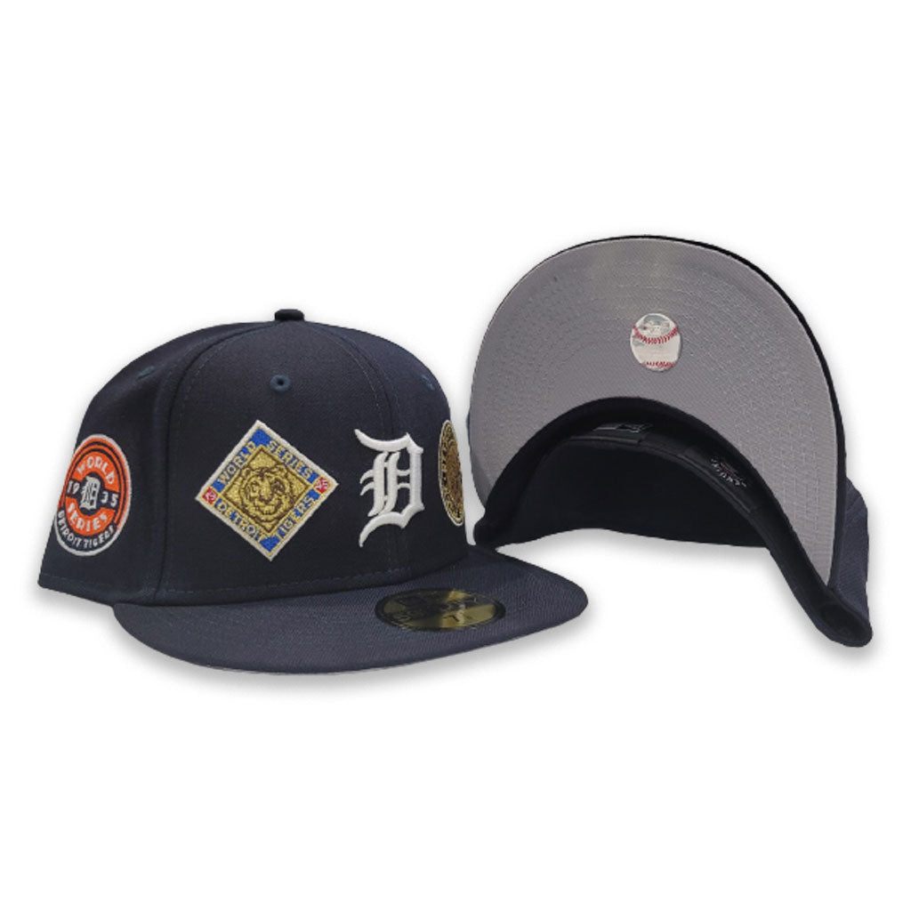 Detroit Tigers Hat Cap MLB New Era Fitted Size 7 1/8 Black Stripe Vintage