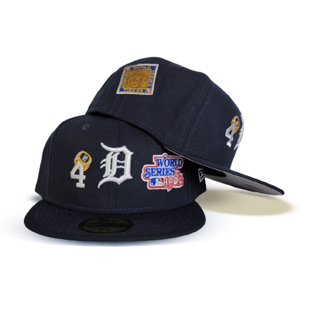 Navy Blue Detroit Tigers 4X World Series Champions Ring New Era 59Fifty Fitted