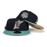 Navy Blue Florida Marlins Mint Visor Peach Bottom 10th Anniversary Side Patch New Era 59Fifty Fitted