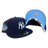 Navy Blue Heart New York Yankees Icy Blue Bottom 1999 World Series New Era 59Fifty Fitted