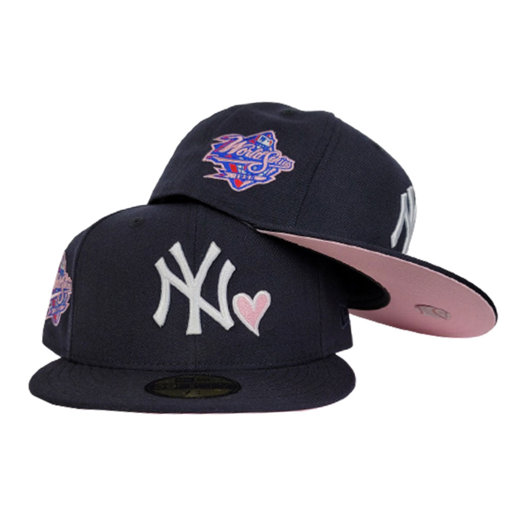 NEW: NEW ERA 59 FIFTY NEW YORK YANKEES WORLD SERIES PINK BLUE FITTED HAT