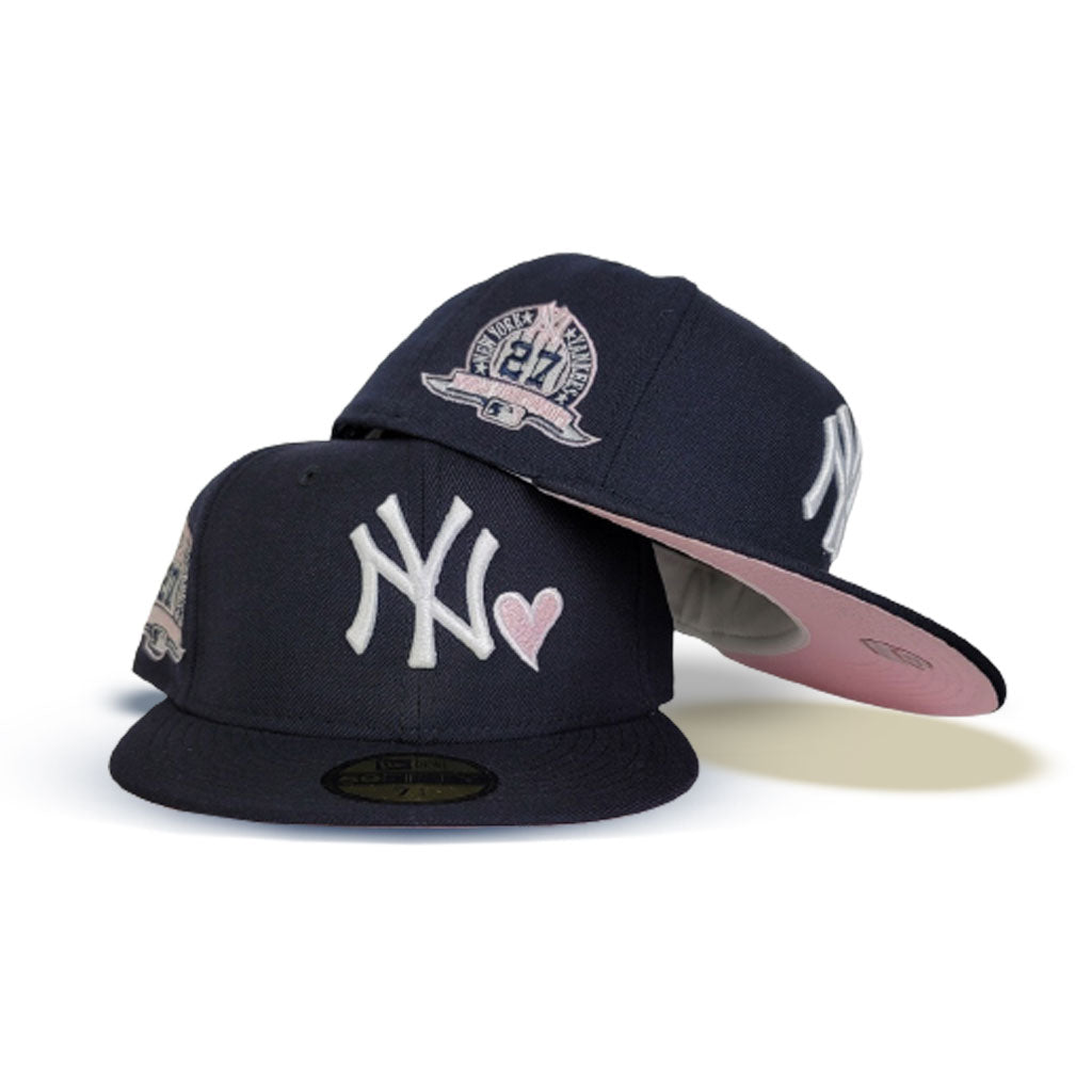 Navy Blue Heart New York Yankees Pink Bottom 27X Champions Side