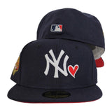 Navy Blue Heart New York Yankees Red Bottom 2009 World Series New Era 59Fifty Fitted