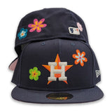 Navy Blue Houston Astros Flower Pattern Pink Bottom Side Patch New Era 59Fifty Fitted