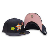 Navy Blue Houston Astros Flower Pattern Pink Bottom Side Patch New Era 59Fifty Fitted