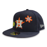 Navy Blue Houston Astros Flower Pattern Pink Bottom Side Patch New Era 59Fifty Fitted