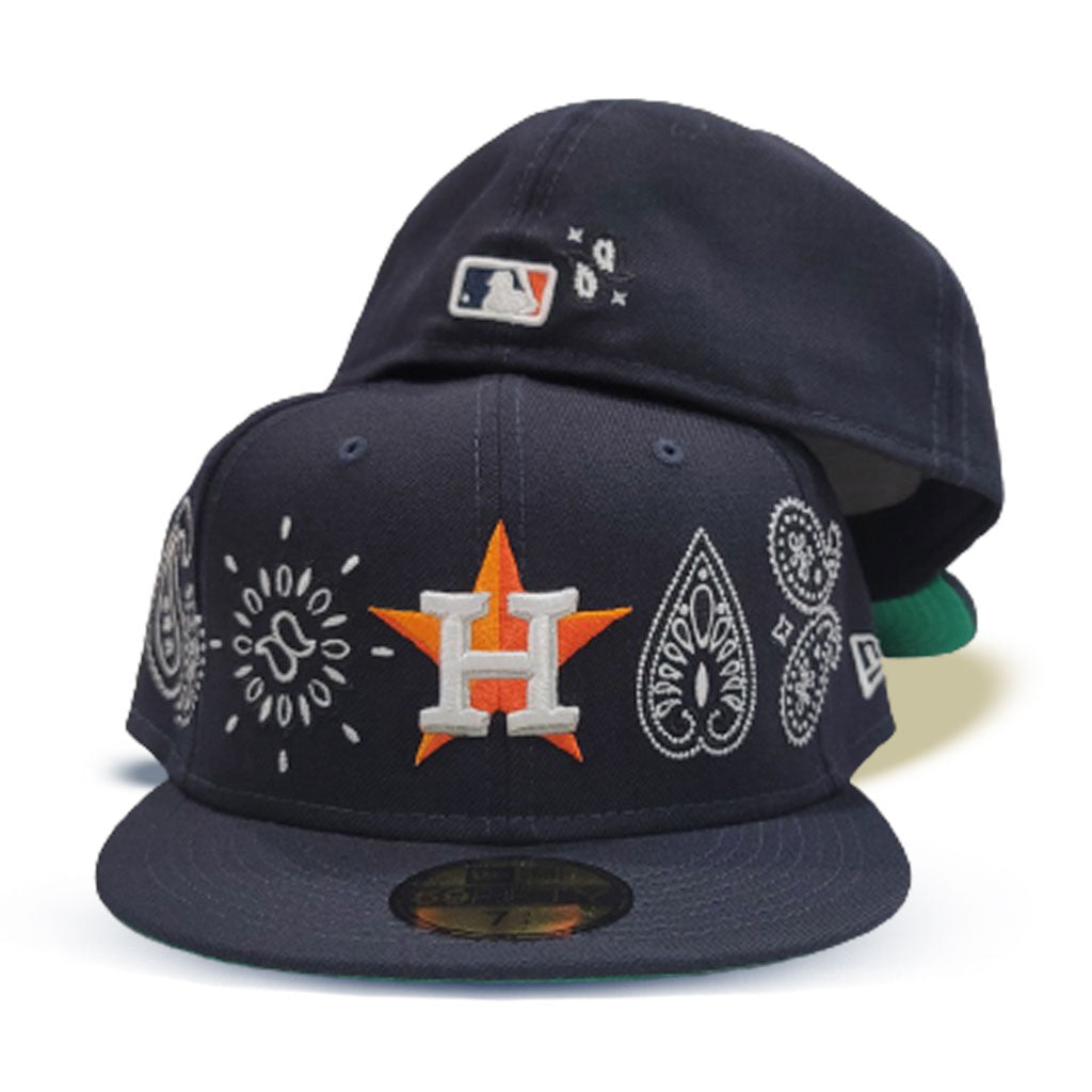 Houston Astros New Era Chrome White/Navy Bill And Kelly Green Bottom With  35 Great Years Patch On Side 59FIFTY Fitted Hat