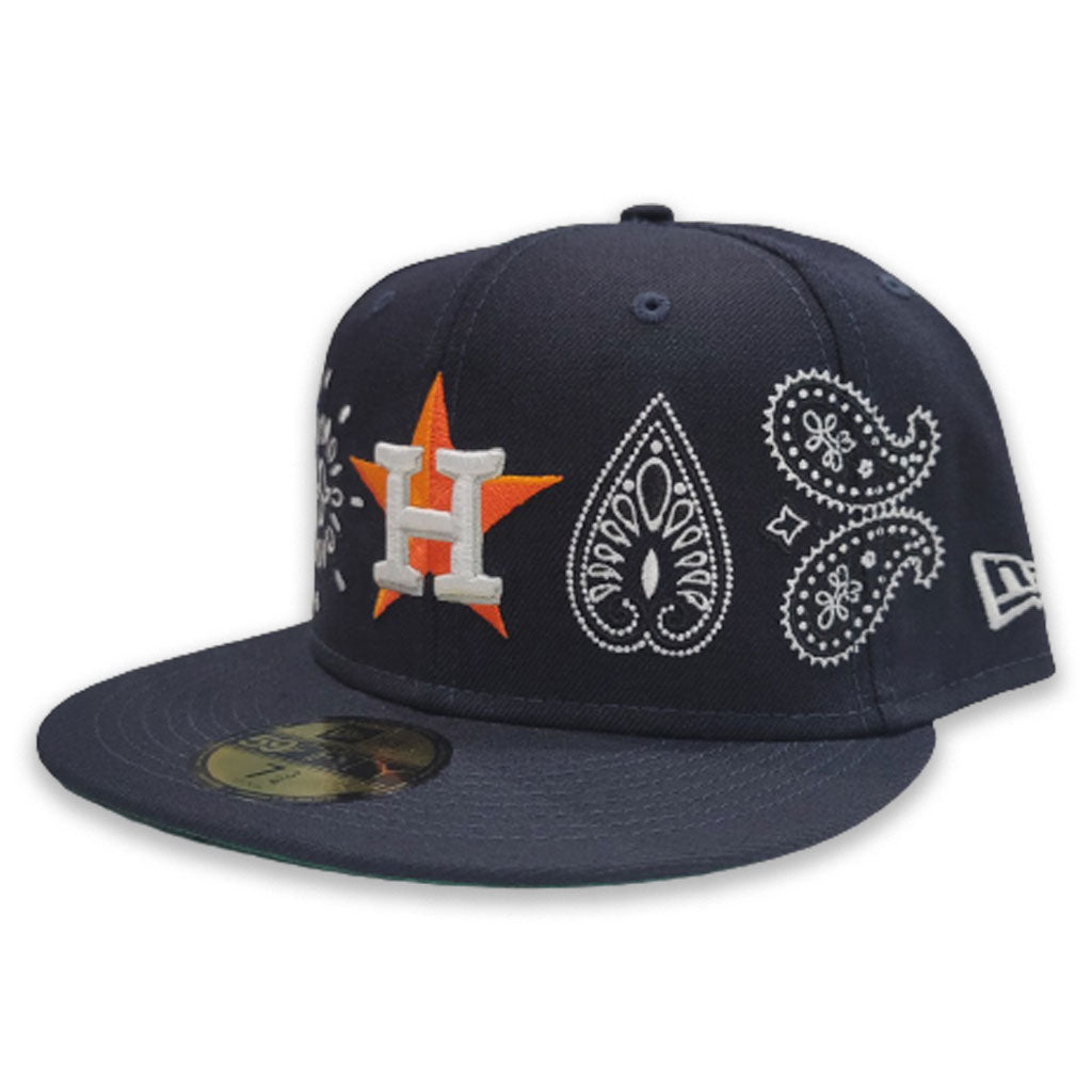 Houston Astros PAISLEY QUILT BOTTOM Navy Fitted Hat