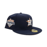 Navy Blue Houston Astros Tan Bottom 2022 World Series Champions Side Patch New Era 59Fifty Fitted
