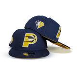 Navy Blue Indiana Pacers Yellow Bottom 75th Anniversary Side Patch New Era 9Fifty Snapback