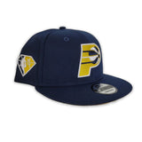 Navy Blue Indiana Pacers Yellow Bottom 75th Anniversary Side Patch New Era 9Fifty Snapback