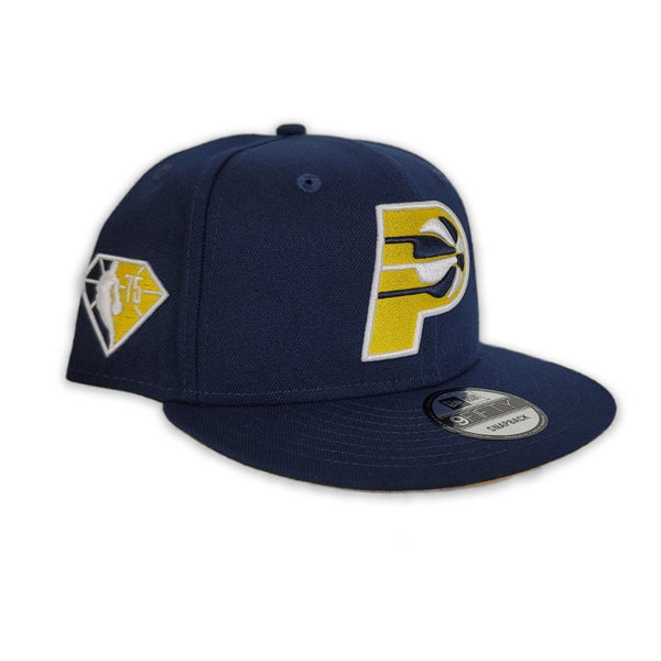 Navy Blue Indiana Pacers Yellow Bottom 75th Anniversary Side Patch New ...