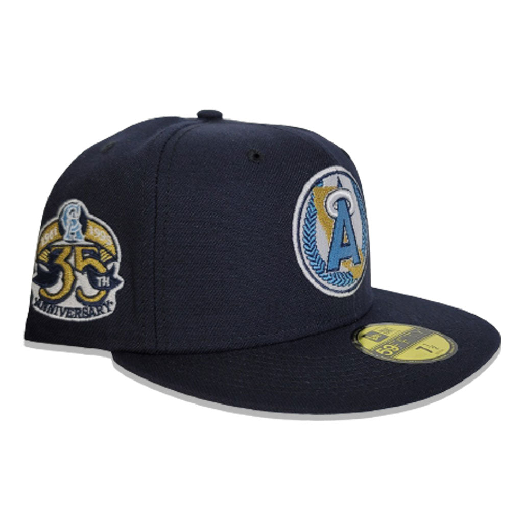 Navy Blue Los Angeles Angels Icy Blue Bottom 40th Season Side Patch New Era 59FIFTY Fitted 71/2