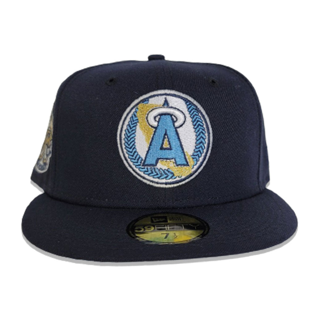 Navy Blue Los Angeles Angels Icy Blue Bottom 40th Season Side Patch New Era 59FIFTY Fitted 71/2