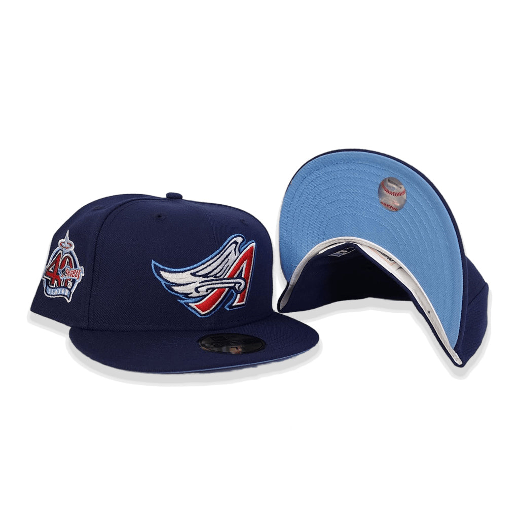 Navy Blue Los Angeles Angels Icy Blue Bottom 40th Season Side Patch New Era 59FIFTY Fitted 71/2