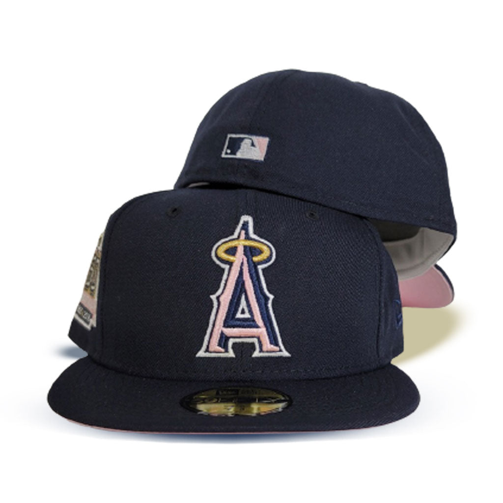 Navy Blue Los Angeles Angels Icy Blue Bottom 40th Season Side Patch New Era 59FIFTY Fitted 71/2