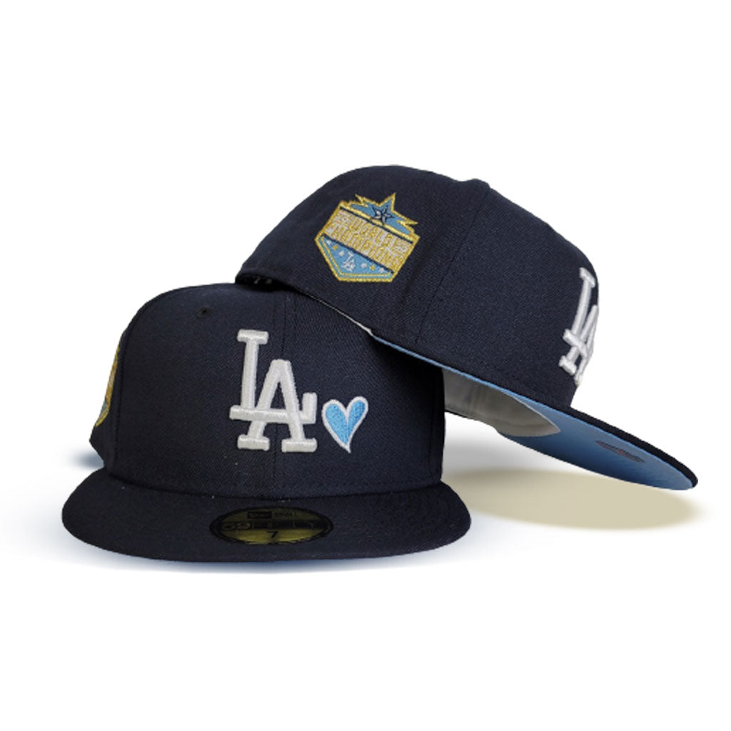 Product - Navy Blue Los Angeles Dodgers Heart Icy Blue Bottom 2020 World Series Champions New Era 59Fifty Fitted