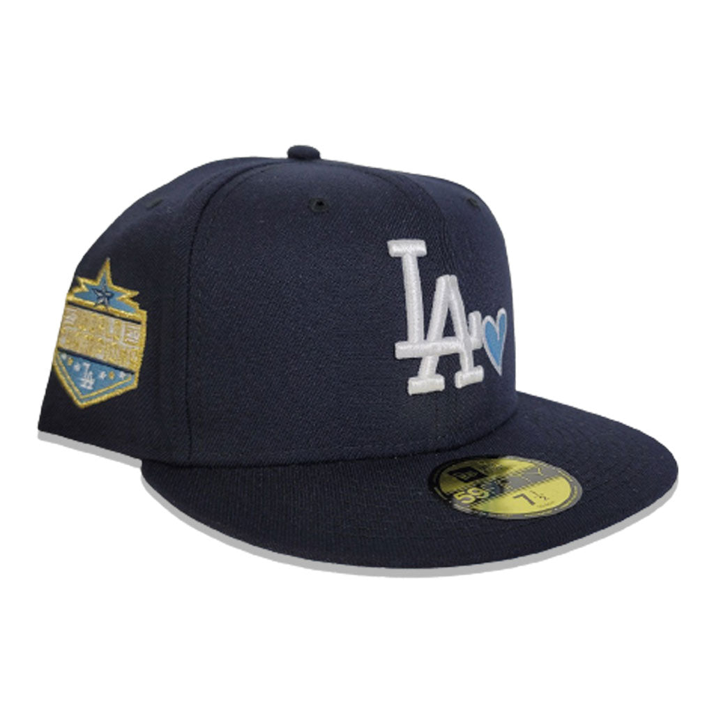 Navy Blue Los Angeles Dodgers Heart Icy Blue Bottom 2020 World Series Champions New Era 59Fifty Fitted