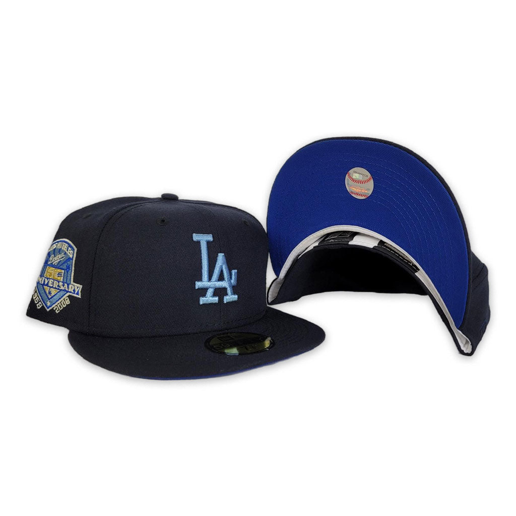 Navy Blue Los Angeles Royal Blue Bottom 50th Anniversary Side Patch New Era 59Fifty Fitted