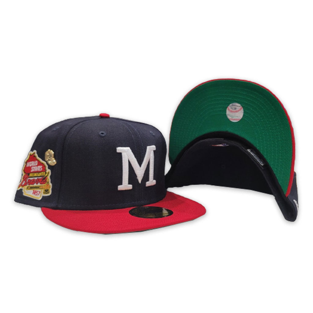 Vintage 90s Milwaukee Braves Hat 1957 MLB Baseball Cap Fitted 