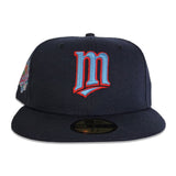 Navy Blue Minnesota Twins Icy Blue Bottom 1991 World Series Side Patch New Era 59Fifty Fitted