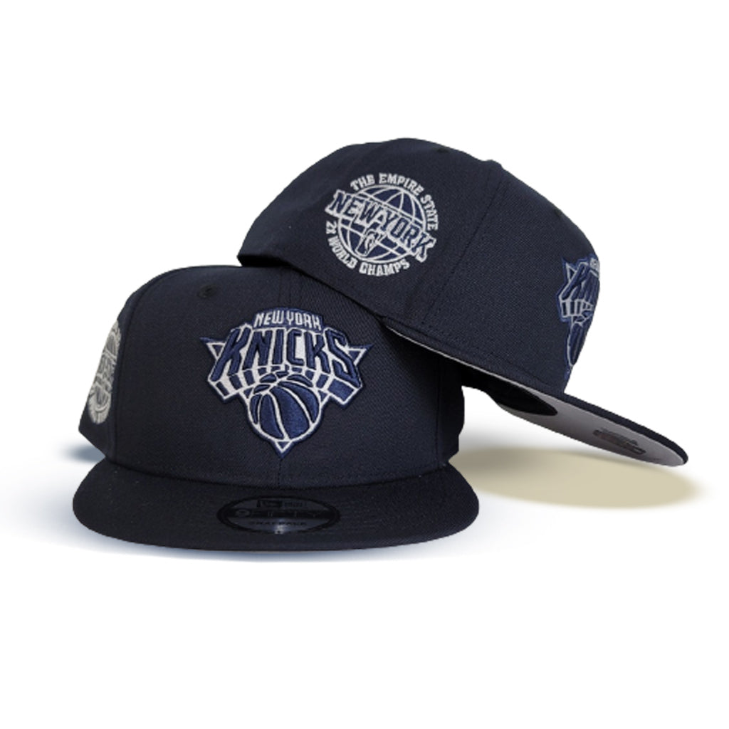 Navy Blue New York Knicks Gray Bottom 2X World Champs New Era