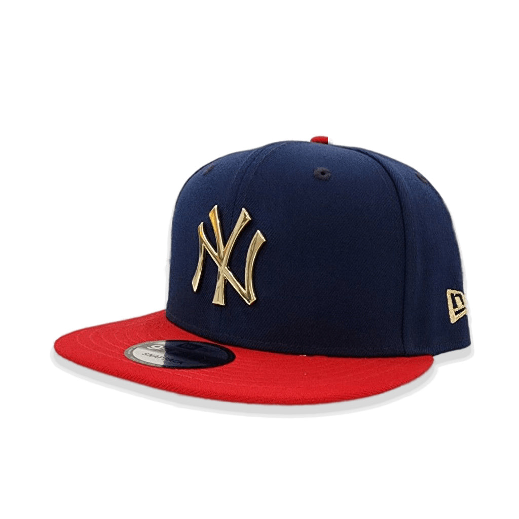 New York Yankees GOLD METAL-BADGE Red-Black Fitted Hat