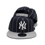 Navy Blue New York Yankees Gray Visor Gray Bottom Pinstripe New Era 9Fifty Snapback