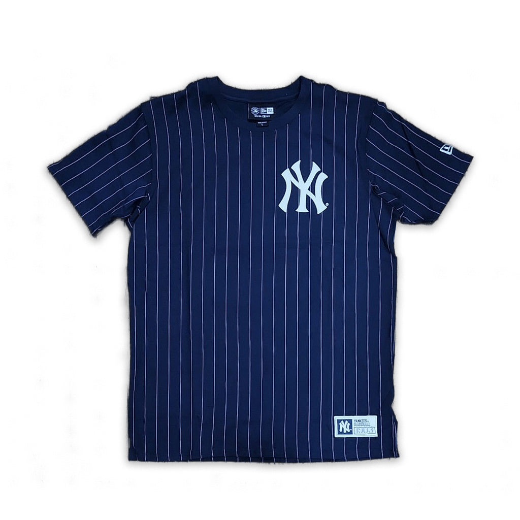 Exclusive Fitted Navy Blue New York Yankees Gray Pinstripe New Era Short Sleeve T-Shirt 2XL