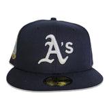 Navy Blue Oakland Athletics Icy Blue Bottom 50th Anniversary Side Patch New Era 59Fifty Fitted