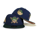 Navy Blue Pittsburgh Pirates Dark Green Visor Peach Bottom Pirates Flag Side Patch New Era 59Fifty Fitted