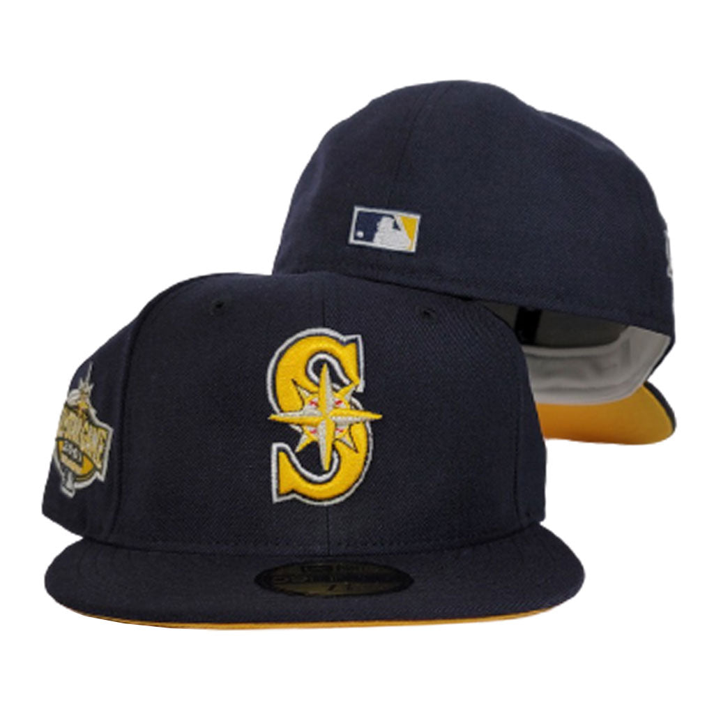 Navy Blue Seattle Mariners yellow Bottom 2001 All Star Game New Era 59Fifty Fitted