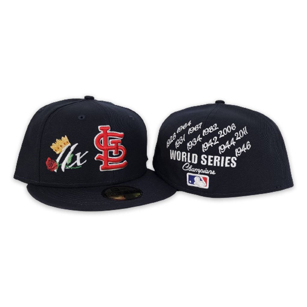 Navy Blue St. Louis Cardinals 4X World Series Champions Crown New Era 59FIFTY Fitted 77/8