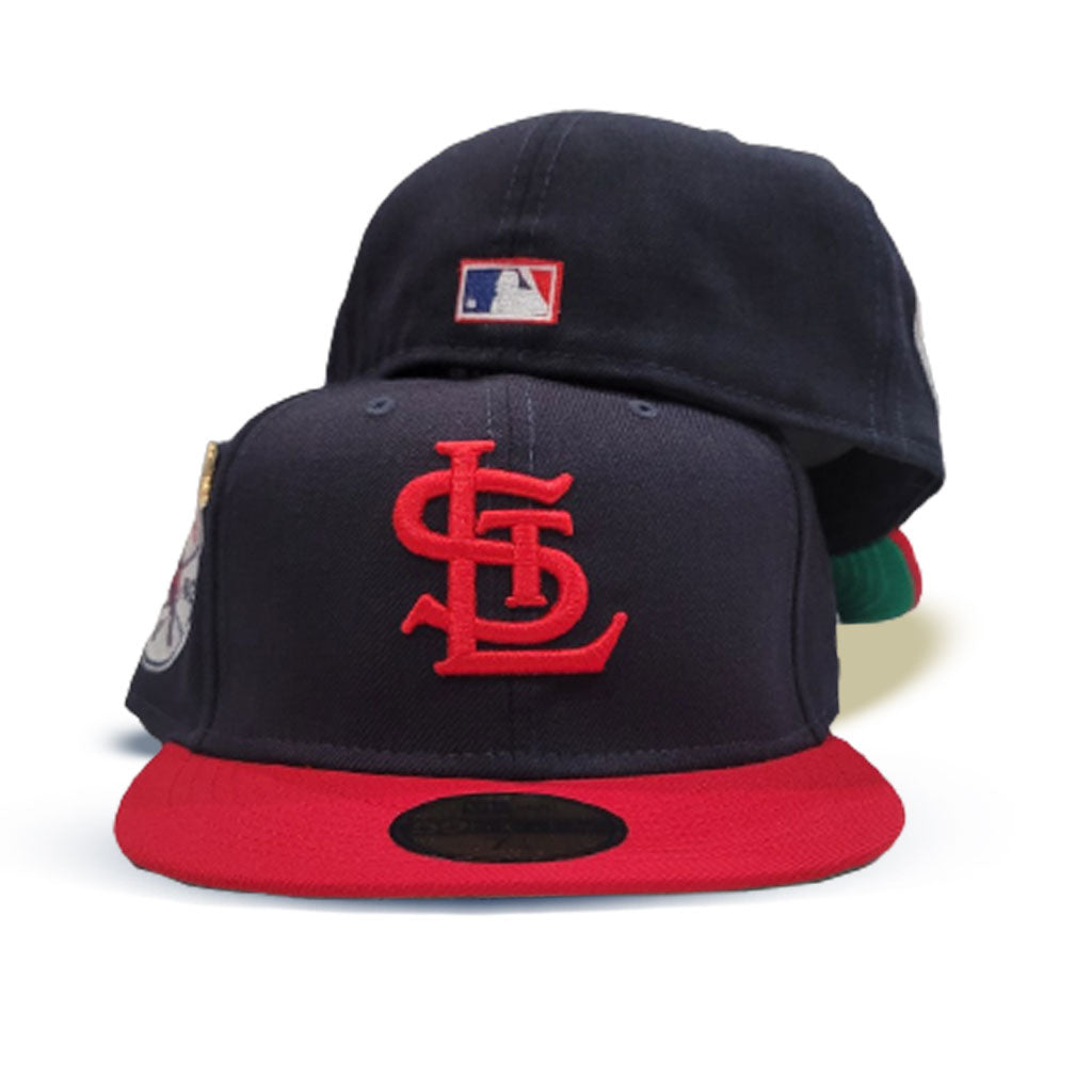 Navy Blue St. Louis Cardinals Red Visor Green Bottom 1942 World Series Side Patch "59FIFTY DAY" New Era 59Fifty Fitted