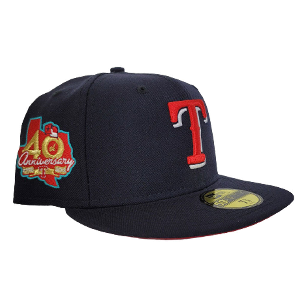Texas Rangers 40th Anni. New Era 59FIFTY Grey & H Red Hat Kelly