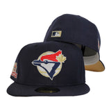 Navy Blue Toronto Blue Jays Gold Bottom 10th Anniversary Side Patch New Era 59Fifty Fitted
