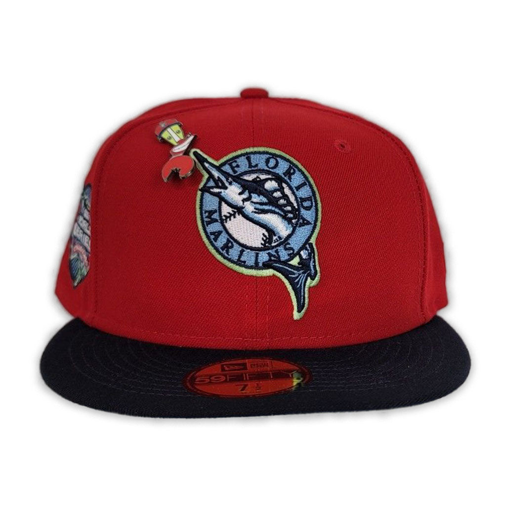 Navy Blue Florida Marlins Pink Bottom 2003 World Series Side Patch New Era 59Fifty Fitted