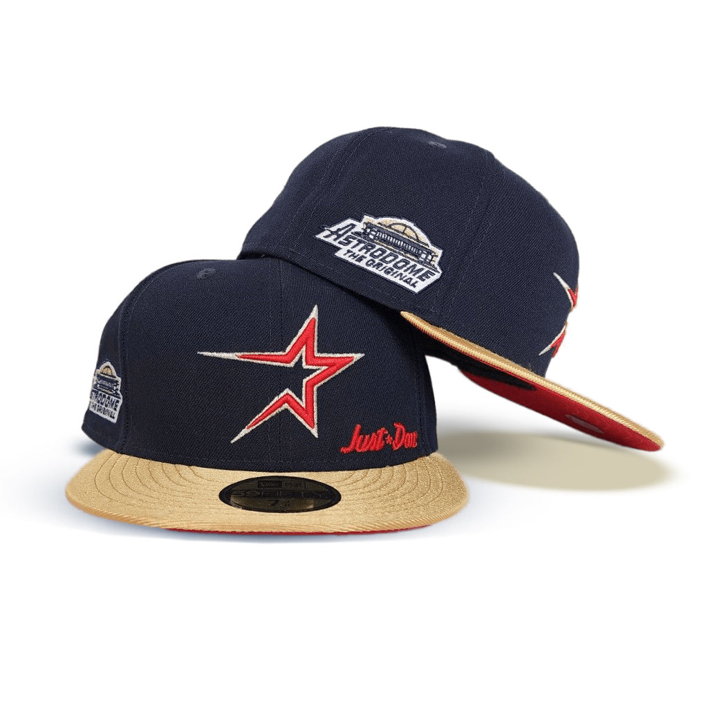 Navy Houston Astros Gold Visor Red Bottom Astrodome Side Patch Just Don New Era 59FIFTY Fitted 71/2