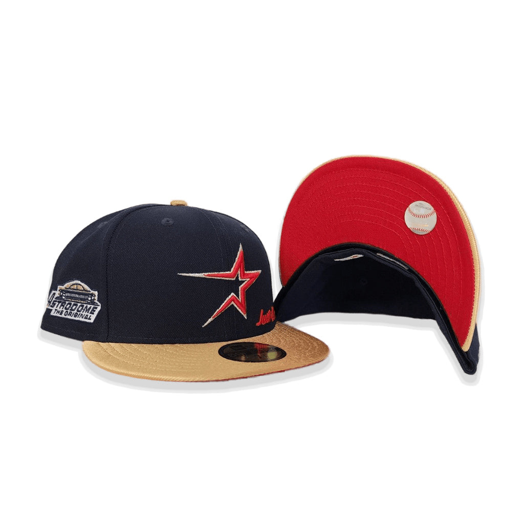 Navy Houston Astros Gold Visor Red Bottom Astrodome Side Patch Just Don New Era 59FIFTY Fitted