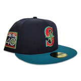 Navy Seattle Mariners Red Bottom 40th Anniversary Side Patch New Era 59Fifty Fitted