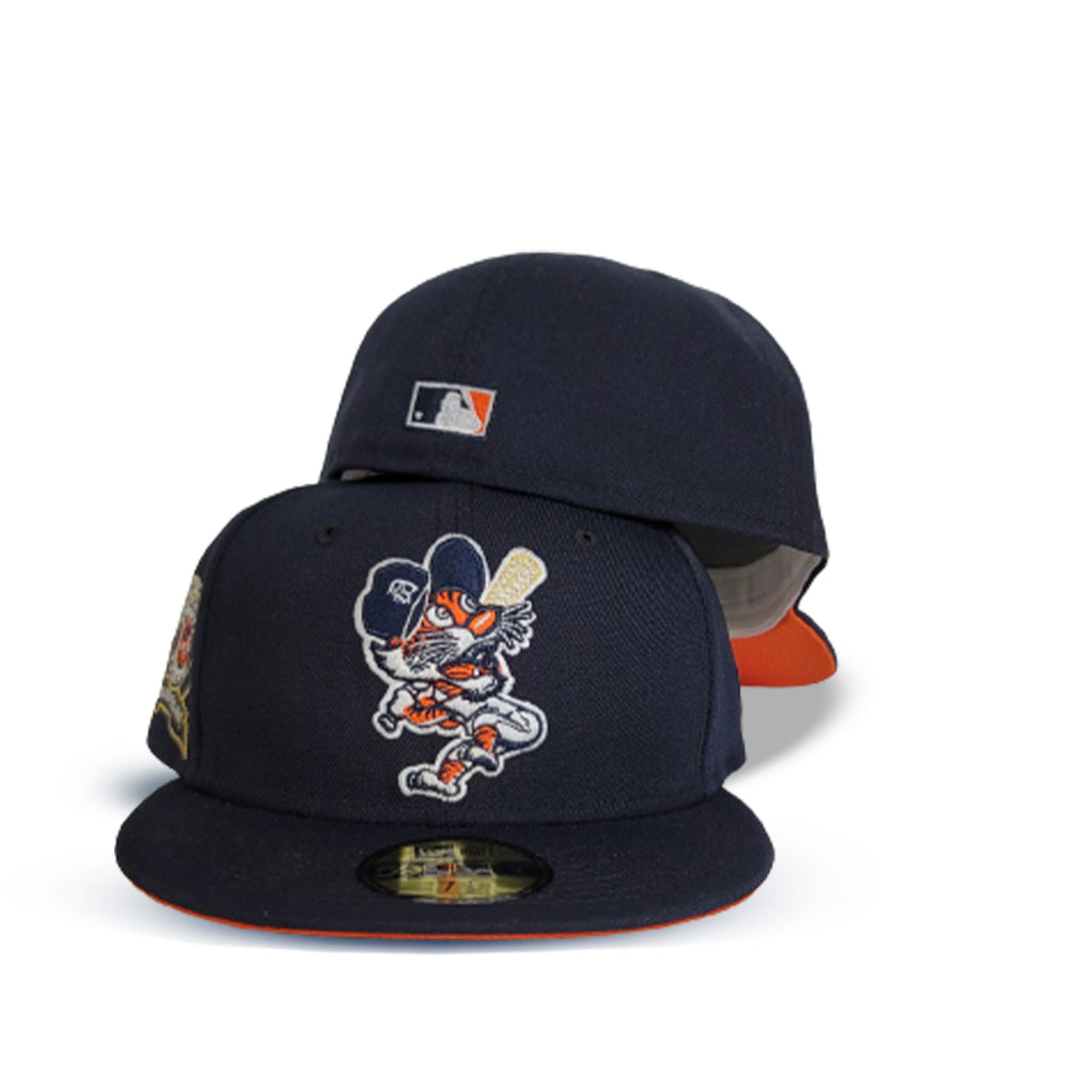 Detroit Tigers Hat Baseball Cap Fitted 7 1/2 New Era Vintage Blue Orange  MLB USA