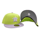 Neon Green Houston Astros Lavender Visor Gray Bottom Color Pack New Era 59Fifty Fitted