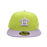 Neon Green Houston Astros Lavender Visor Gray Bottom Color Pack New Era 59Fifty Fitted