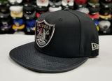 New Era 950 Black Metal Badge Shield NFL Oakland Raiders Strapback hat Snapback
