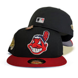 New Era Black Red Visor Cleveland Indians Fitted Hat 1995 World Series Side Patch 59fifty Fitted