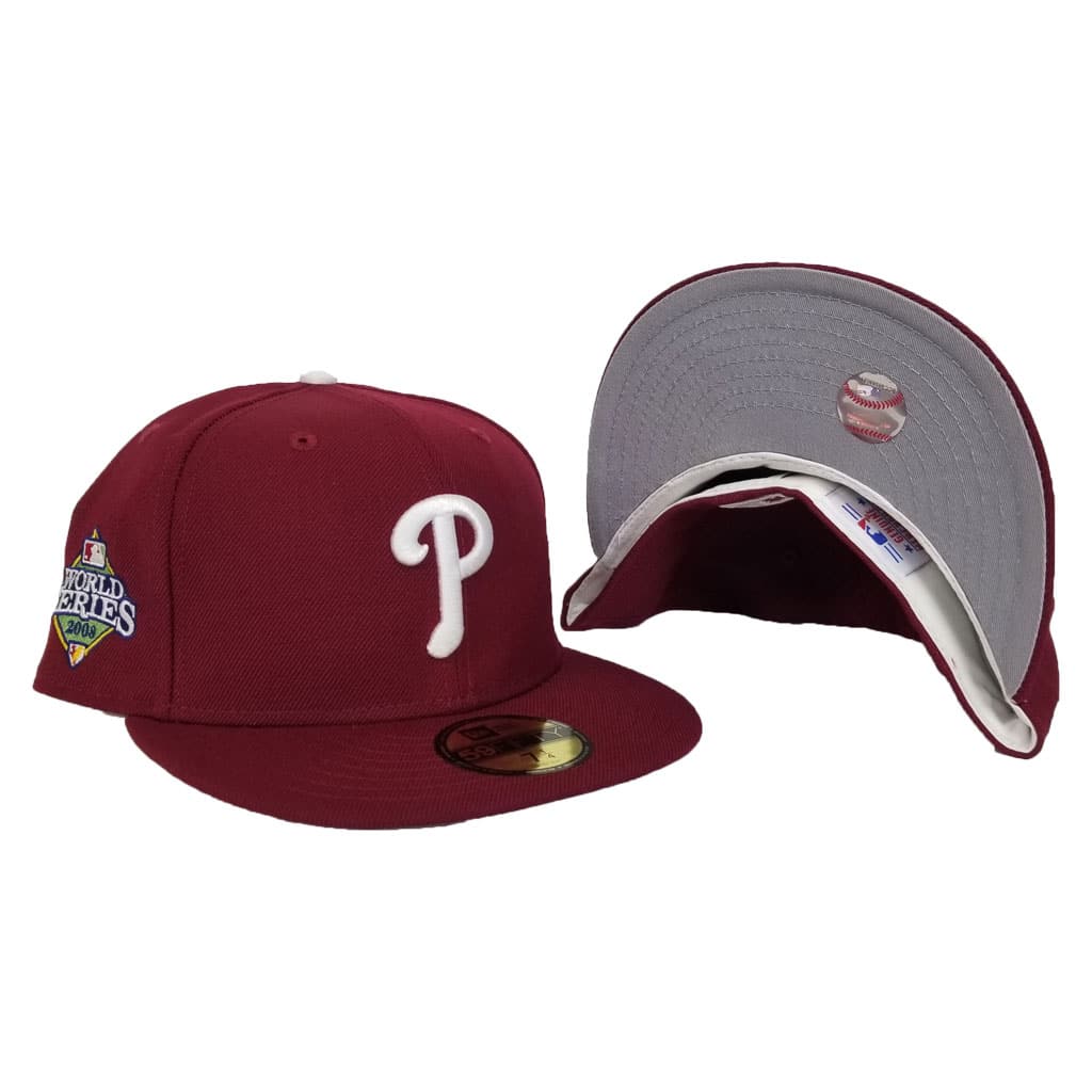 Men's Philadelphia Phillies New Era Burgundy Sidesplit 59FIFTY Fitted Hat