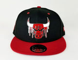 New Era NBA Chicago Bulls paint drip Metal Badge Black / Red 9Fifty Snapback