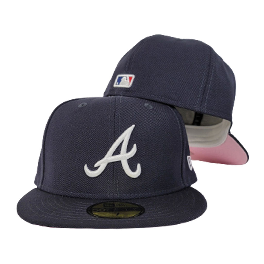 Atlanta Braves New Era Olive Undervisor 59FIFTY Fitted Hat - Pink/Blue